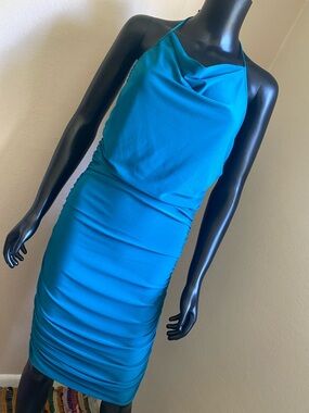 Better Be Teal Halter Ruched Dress